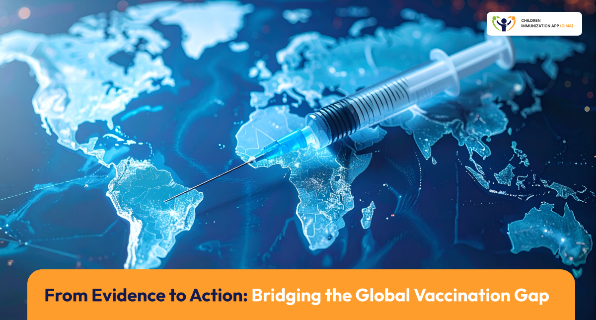 Syringe bridging digital world map: global vaccination equity challenge.