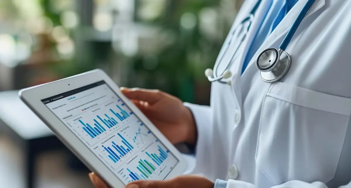 Using a tablet to analyze digital data. Technology's role in combating AMR and boosting vaccines.