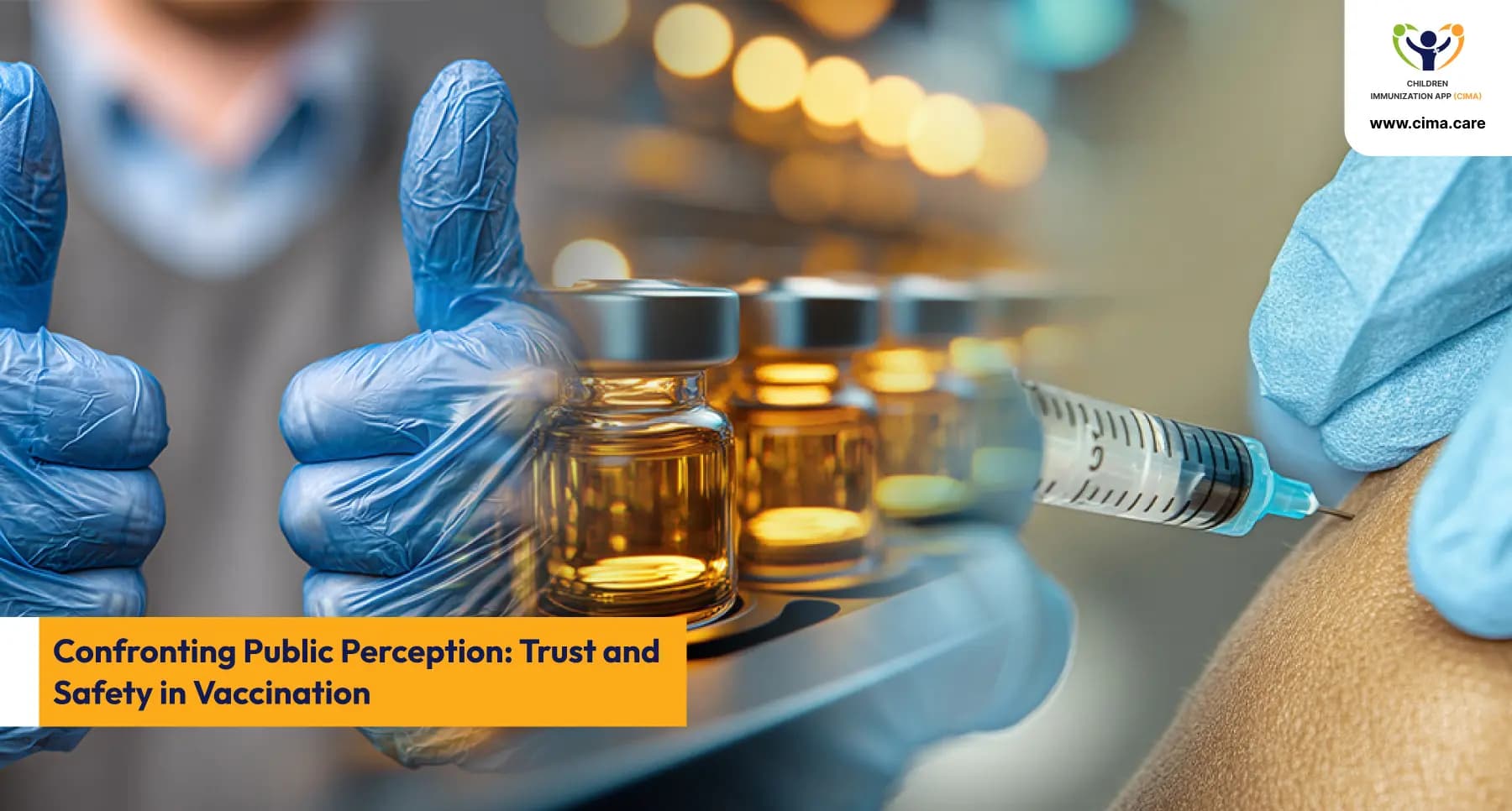A healthcare professional holding vaccine vials with a syringe for administration.