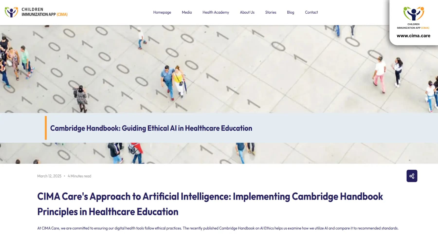 Aerial view of healthcare workers walking on a binary code digital landscape.