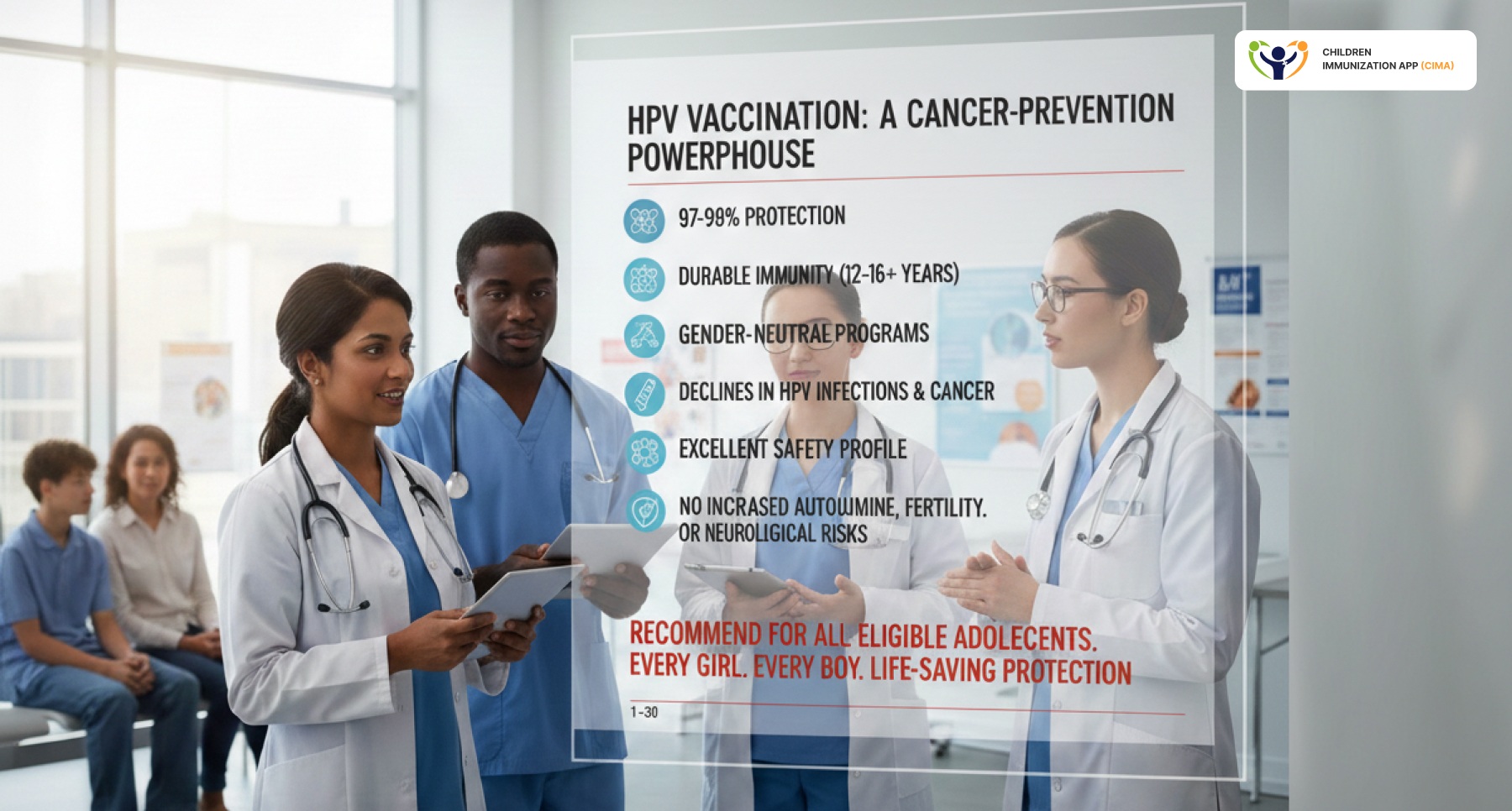 Healthcare providers reviewing HPV vaccination key evidence points for clinical practice.