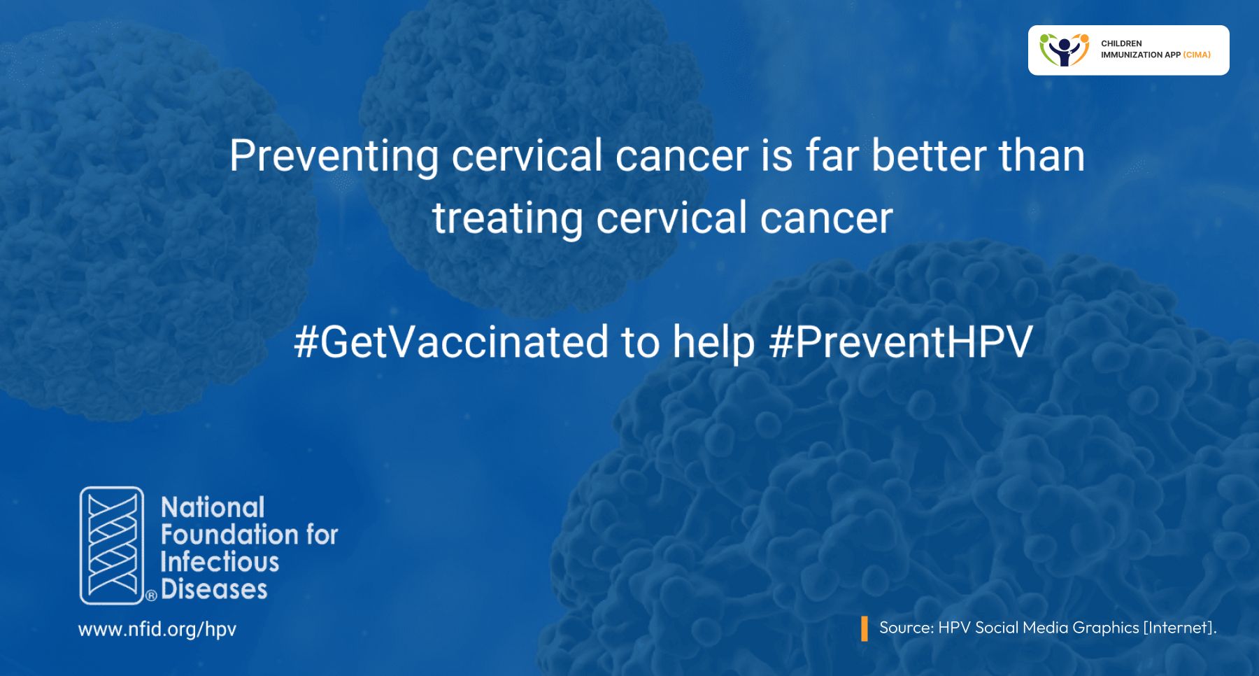 NFID public health message urging HPV vaccination to prevent cervical cancer.