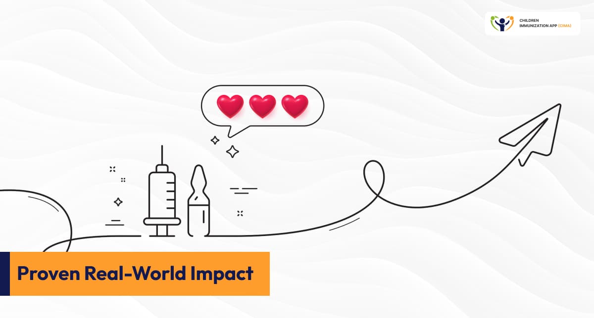 Vaccination illustration leading to hearts showing proven real-world impact.