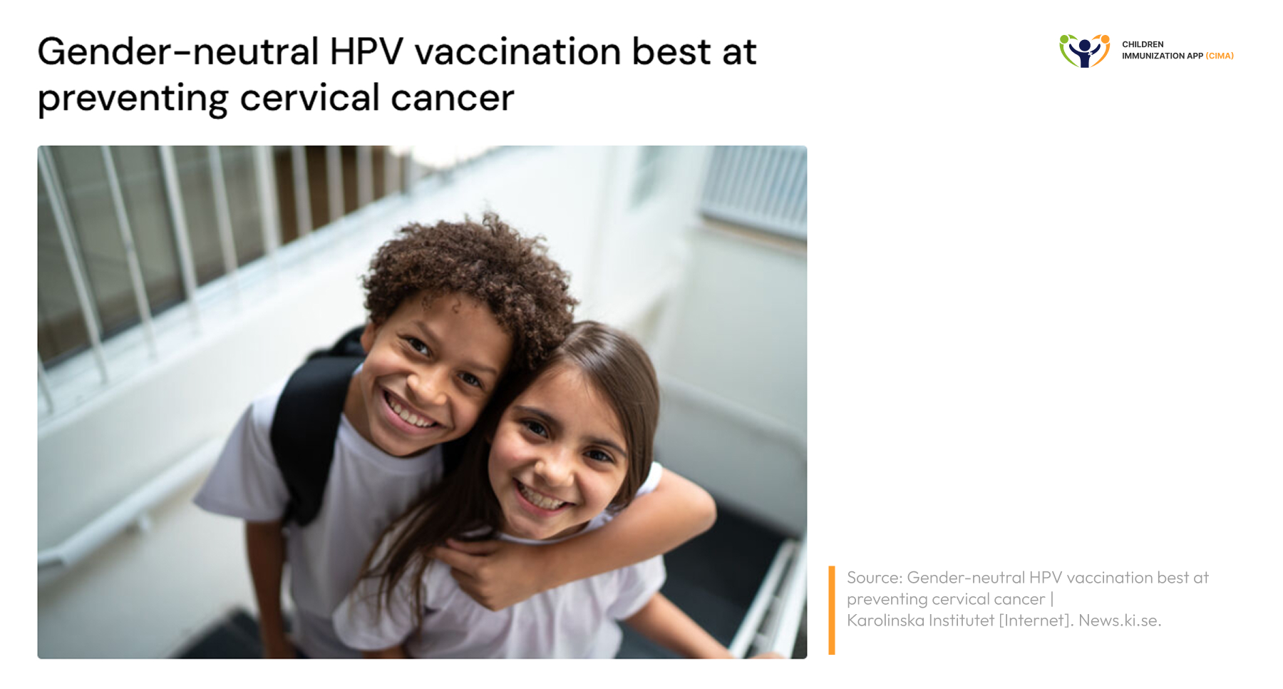 Smiling boy and girl together, representing gender-neutral HPV vaccination for all children.