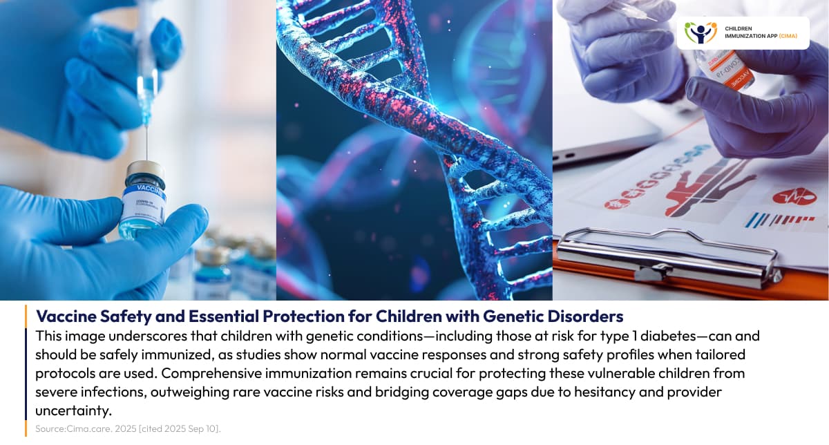 Medical research showing vaccine safety for children with genetic conditions.