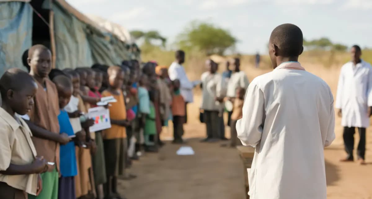 CHW managing vaccination queue in rural community health outreach program.
