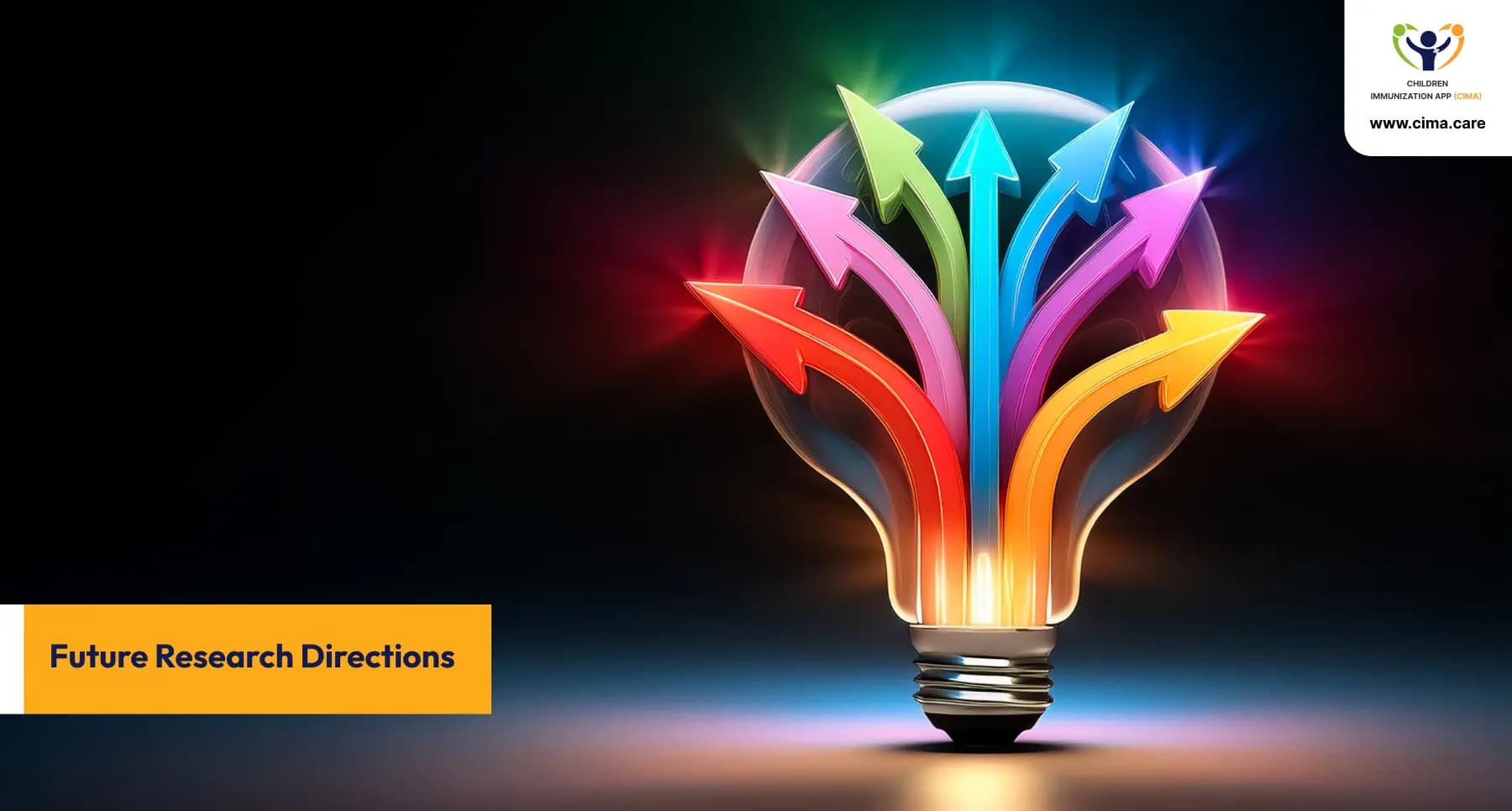 A Light bulb with multicolored arrows representing diverse research directions in T1D studies.