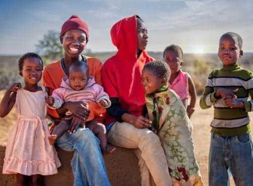 A photo showing African children of various ages